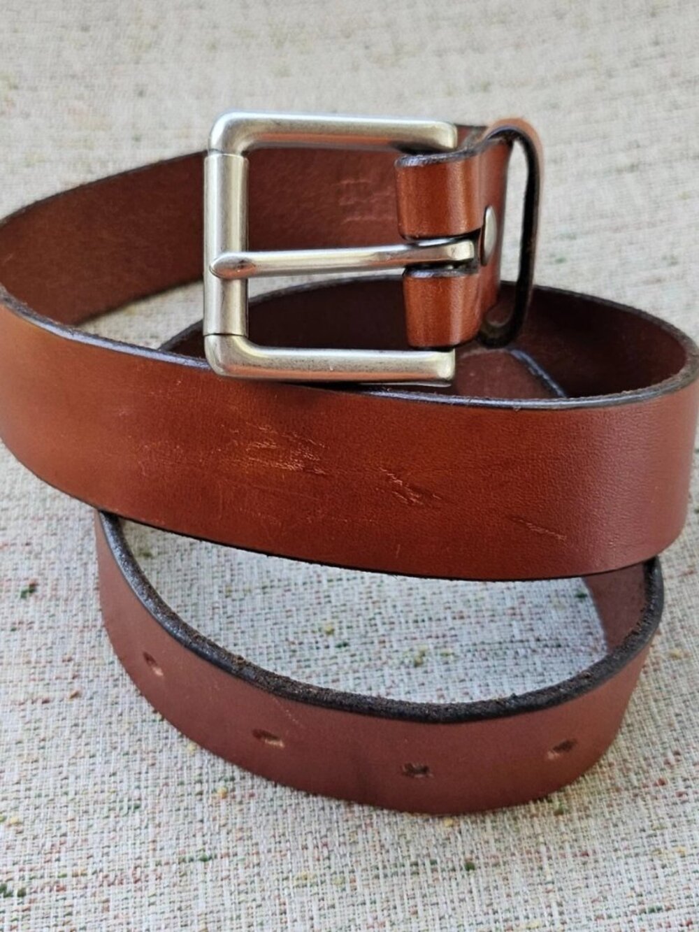 Haynes Handmade Belt Brown Genuine Leather Waistband Pin Buckle Size